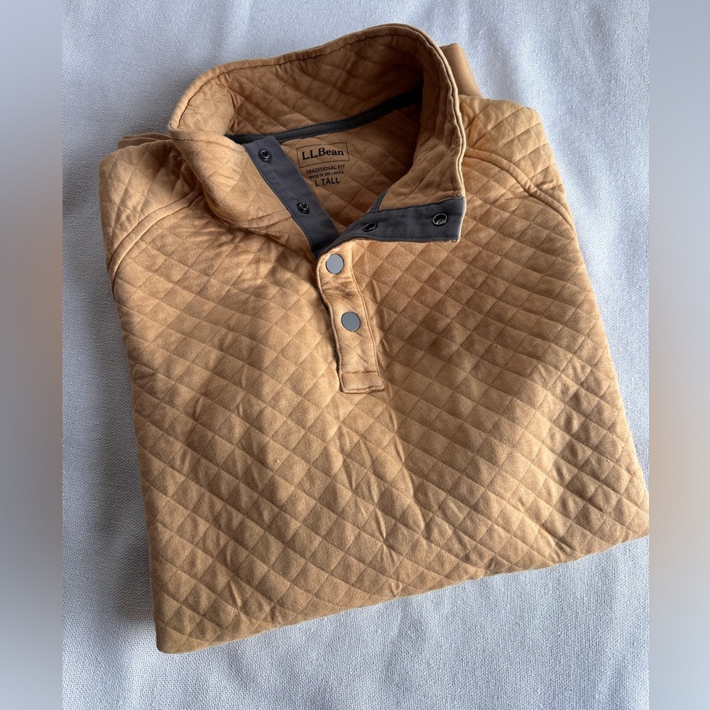 LL BEAN Men’s Quilted 1/4 Snap Mock Neck Pullover | Large Tall